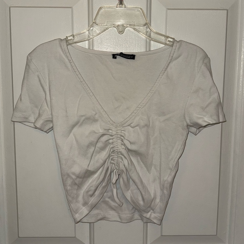 ZARA Cropped White Tee SIZE SMALL